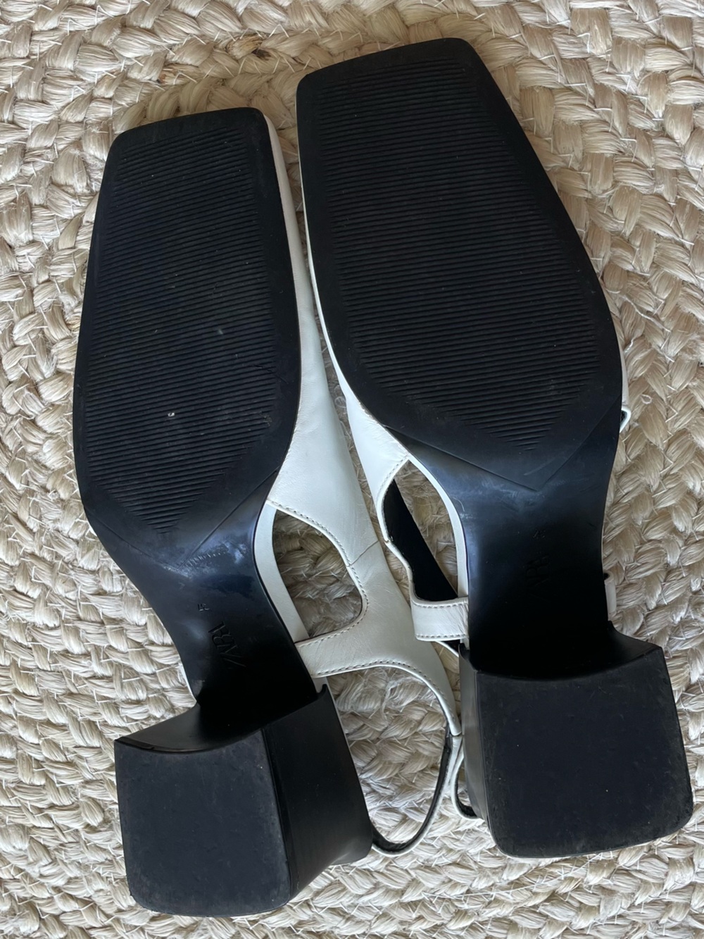 Zara White Slingback Square Toe Heels - Picture 5 of 6